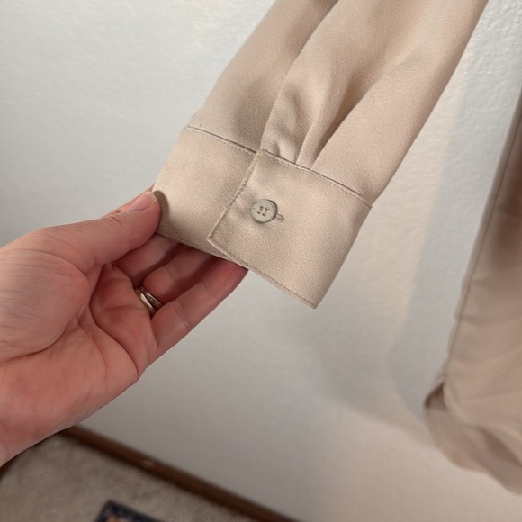 Ndsty Neutral Tan Button Down Career Wear Shirt Dress Size Small - Picture 3 of 10